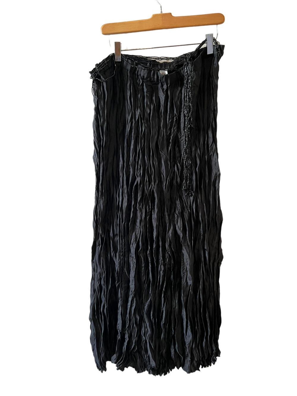 Y2K Villager Liz Claiborne Gypsy Crinkle Maxi Skirt Black 16